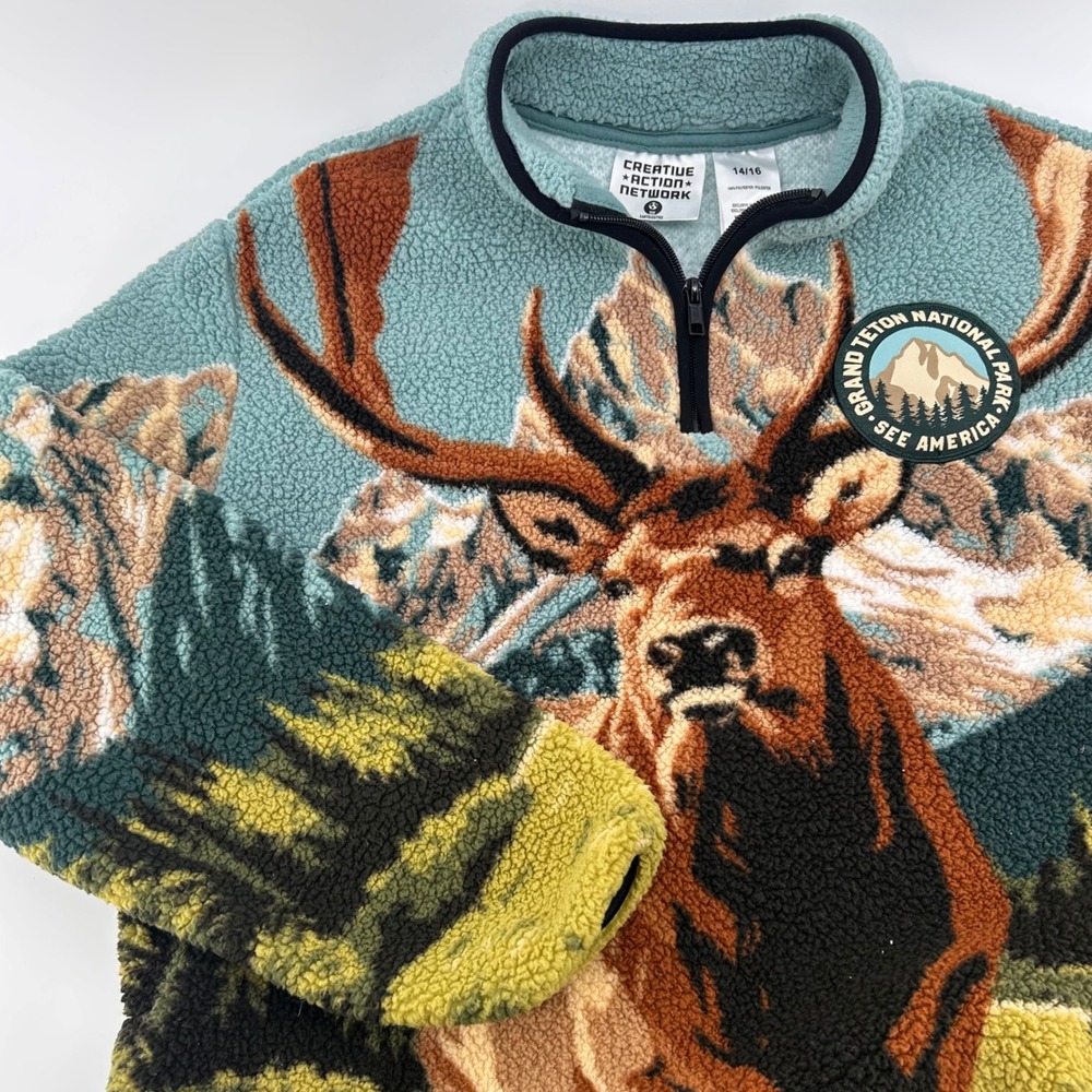 Creative Action Network Fleece Pullover Blue Grand Teton National Park 14/16